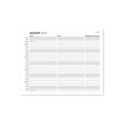 2026 Days Out Organiser Calendar