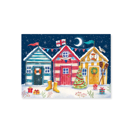 Beach Huts Christmas Cards, Pack of 8 2025
