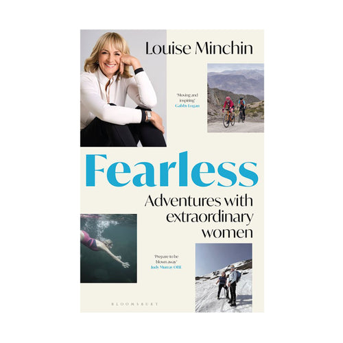 The book cover of, Fearless: Adventures with Extraordinary Women. With photos of women doing sports.