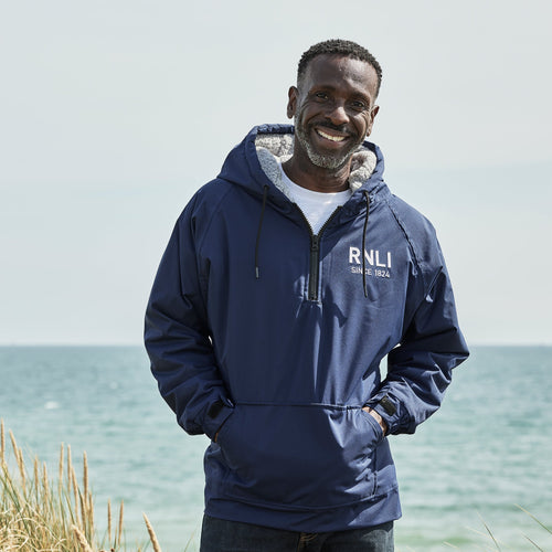 Men's RNLI Since 1824 Waterproof Fleece Hoodie, Navy