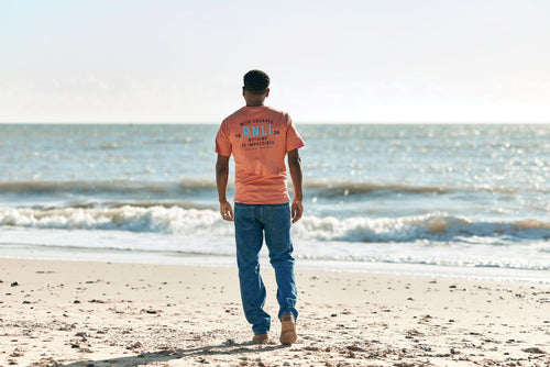 RNLI Courage Coordinates Back Print Men's T-shirt, Orange