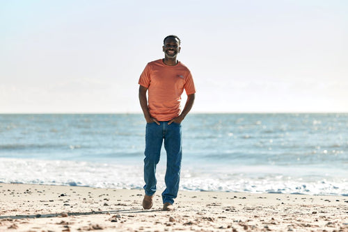 RNLI Courage Coordinates Back Print Men's T-shirt, Orange