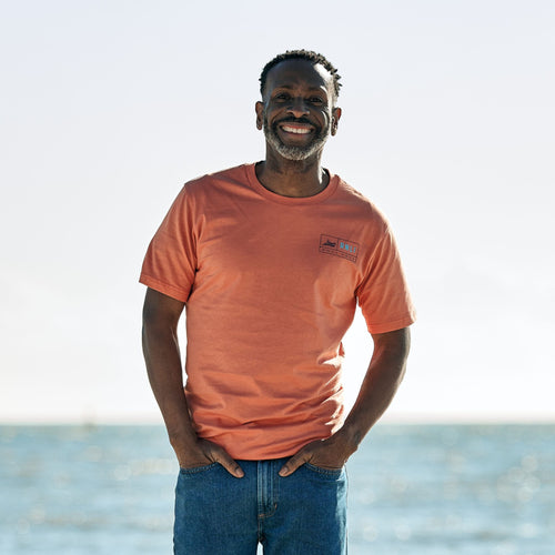 RNLI Courage Coordinates Back Print Men's T-shirt, Orange