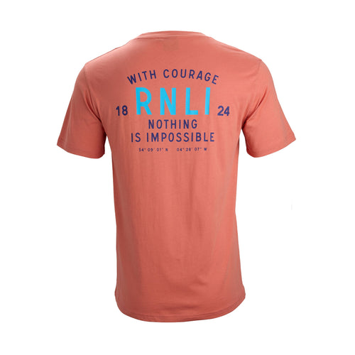 RNLI Courage Coordinates Back Print Men's T-shirt, Orange