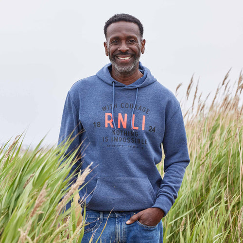 RNLI Courage Coordinates Men's Hoodie, Blue