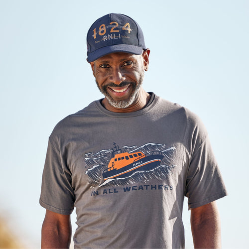 RNLI In All Weathers Unisex T-shirt, Charcoal