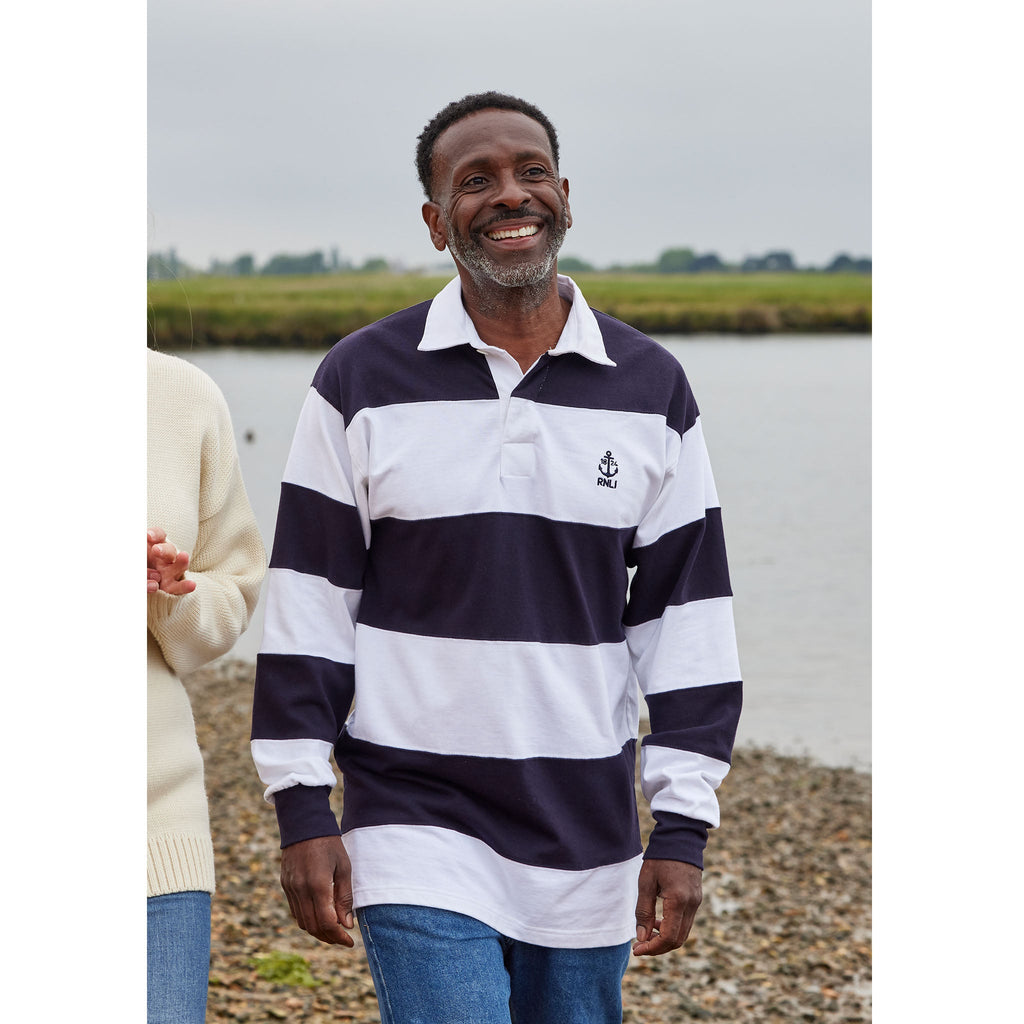 RNLI Stripe Embroidered Men's Rugby Top | RNLI Shop