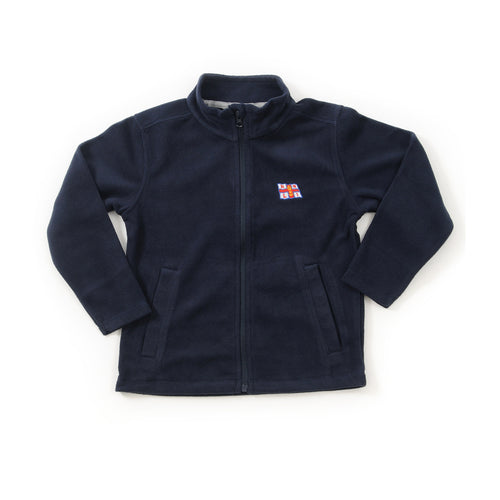 Kids fleece with an RNLI flag logo on the left chest. It has a full front zip and two hand pockets.