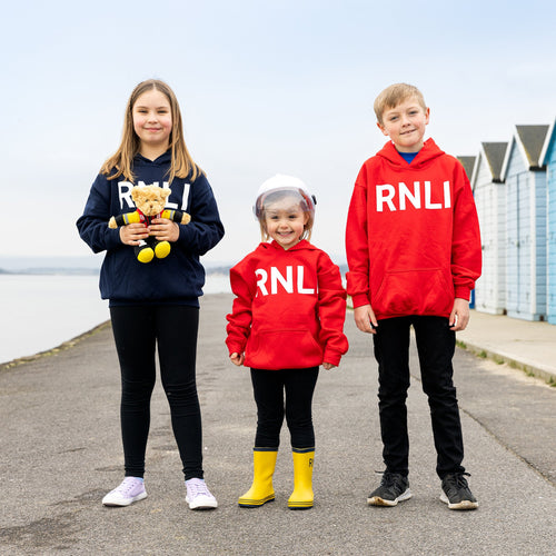 RNLI Kids' Adventure Logo Hoodie, Red