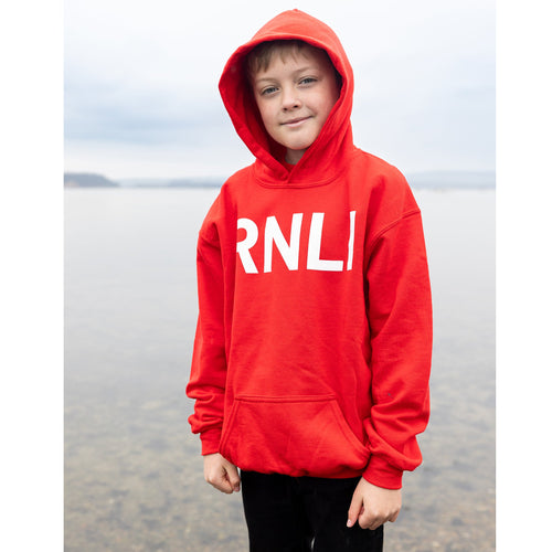 RNLI Kids' Adventure Logo Hoodie, Red