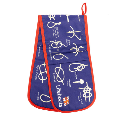 Tie Knots Double Oven Glove, Navy