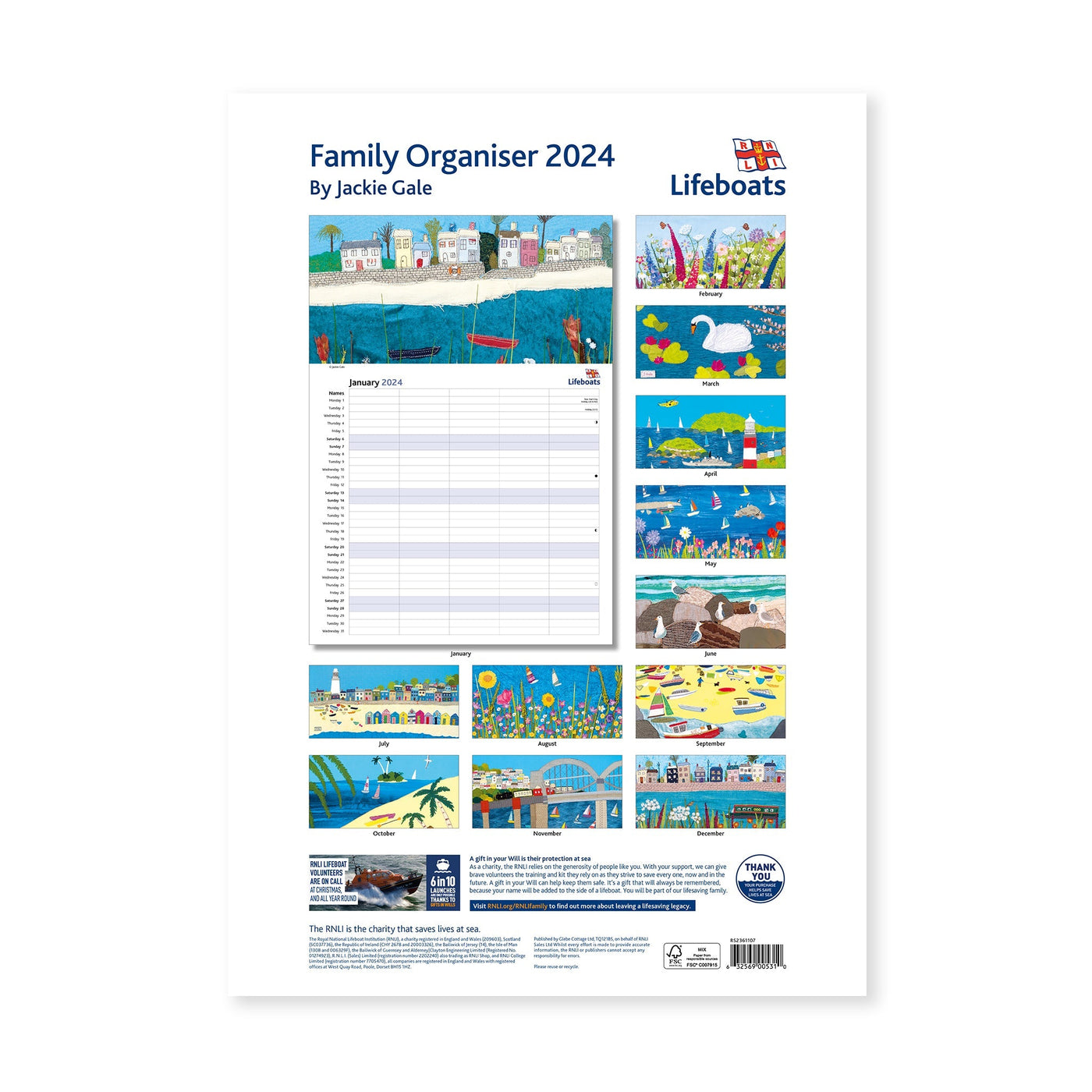 2025 Jackie Gale Family Organiser Calendar RNLI Shop