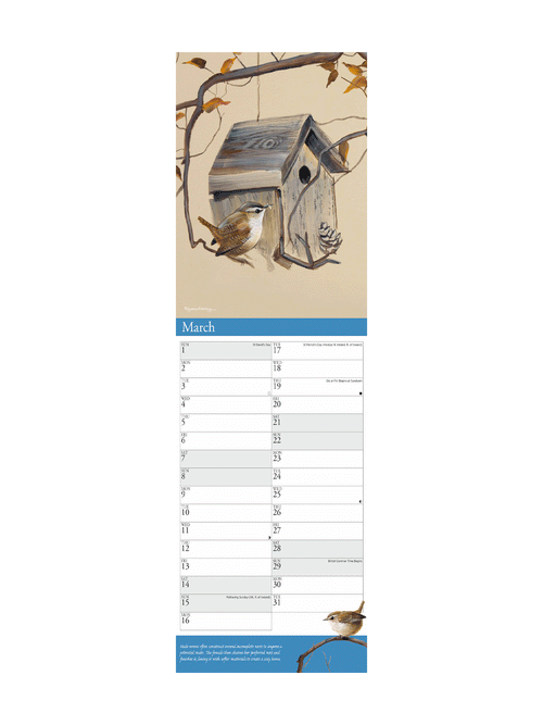 2026 Garden Birds Slim Calendar