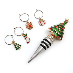 Christmas Drink Charm and Tree Stopper Set