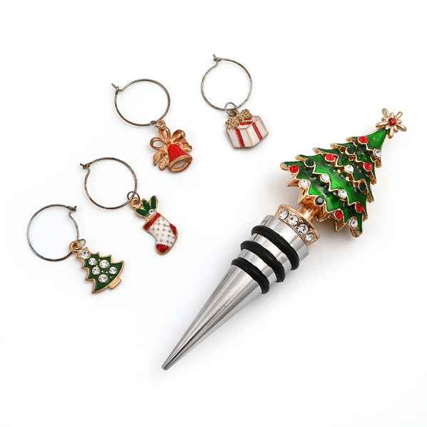 Christmas Drink Charm and Tree Stopper Set