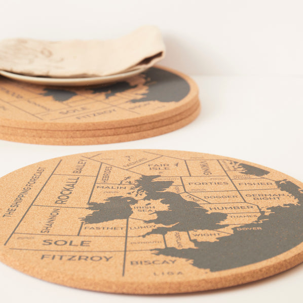 Cork Shipping Forecast Placemats, Set Of 4