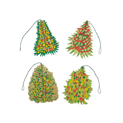 Decorated Trees Paper Ornament Set