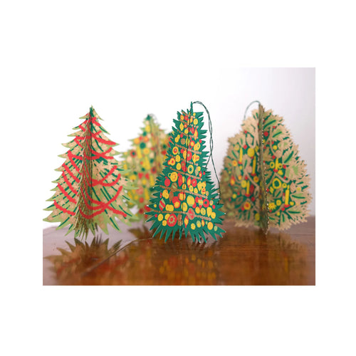 Decorated Trees Paper Ornament Set