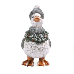 Duck in Jumper and Hat Christmas Decoration, White