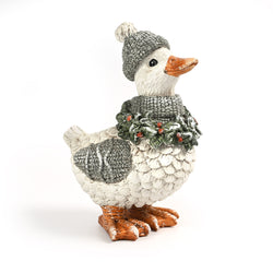 Duck in Jumper and Hat Christmas Decoration, White