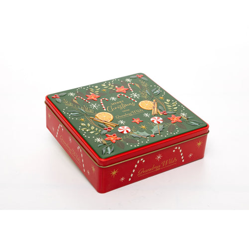 Embossed Christmas Candy Cane Tin with Shortbread