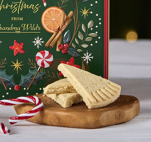 Embossed Christmas Candy Cane Tin with Shortbread