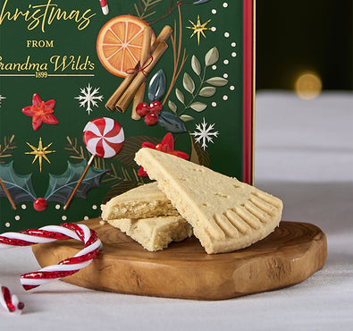 Embossed Christmas Candy Cane Tin with Shortbread
