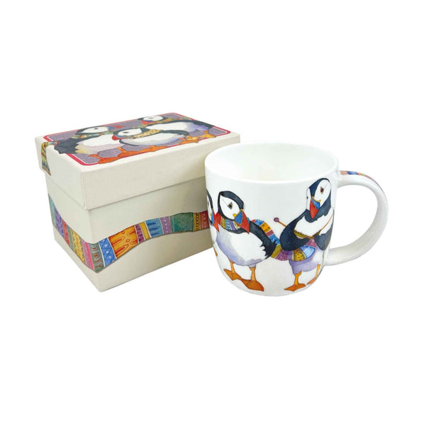 Emma Ball Knitting Puffins Boxed Mug