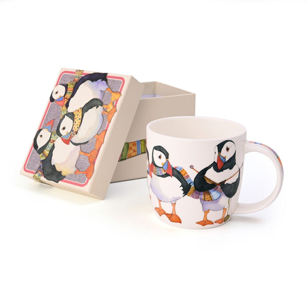 Emma Ball Knitting Puffins Boxed Mug