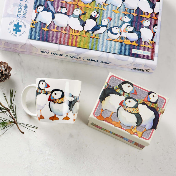 Emma Ball Knitting Puffins Boxed Mug