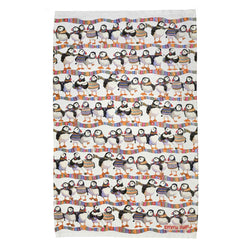 Emma Ball Puffins in Scarves Tea Towel