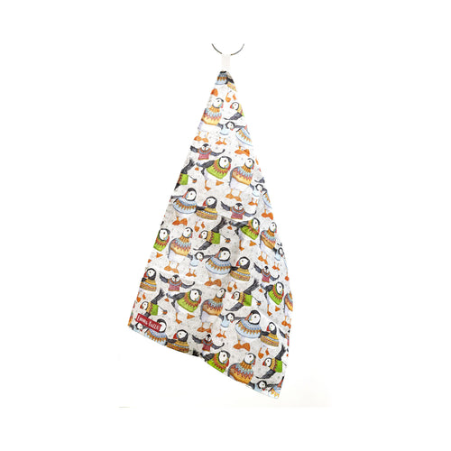 Emma Ball Woolly Puffins Tea Towel