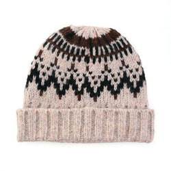 Fairisle Pattern Hat, Cream