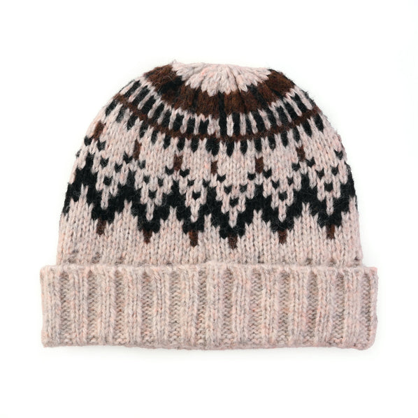 Fairisle Pattern Hat, Cream