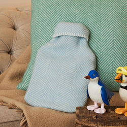 Fishbone Pure New Wool Hot Water Bottle, Duck Egg