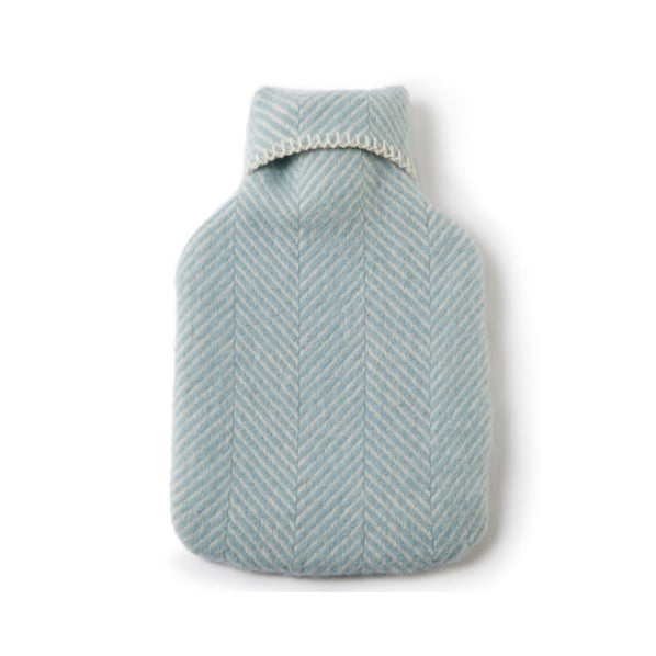 Fishbone Pure New Wool Hot Water Bottle, Duck Egg
