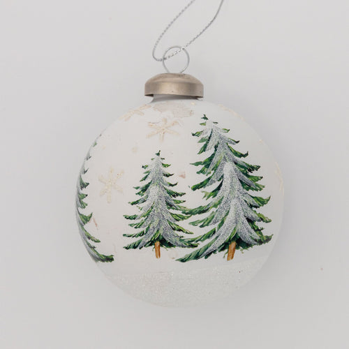 Frosted Trees Glass Bauble