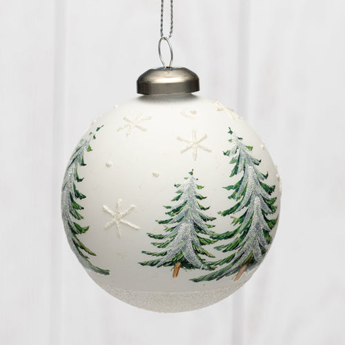 Frosted Trees Glass Bauble