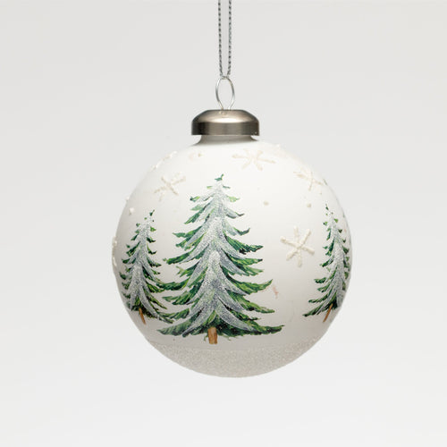 Frosted Trees Glass Bauble