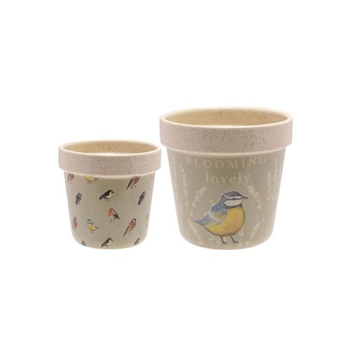 Garden Birds Planters, Set of 2