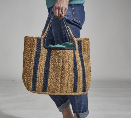 Handheld Basket Bag, Navy