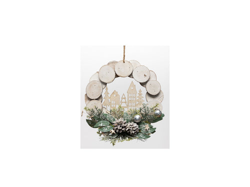 Hanging Festive Wreath with Houses