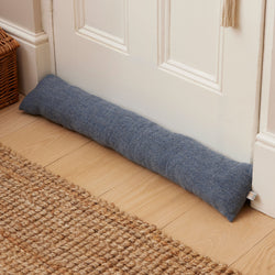 Herringbone Tweed Draught Excluder, Blue Moon