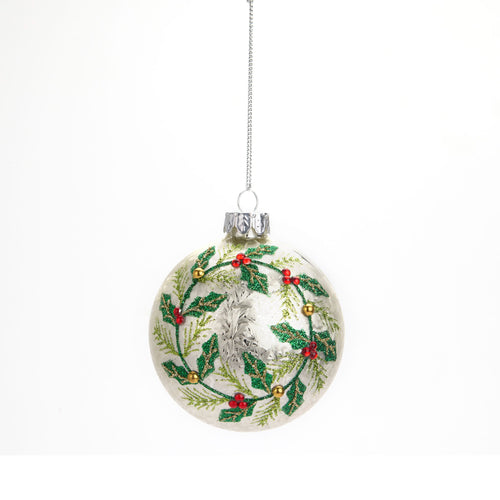 Holly Leaf Glass Bauble Decoration