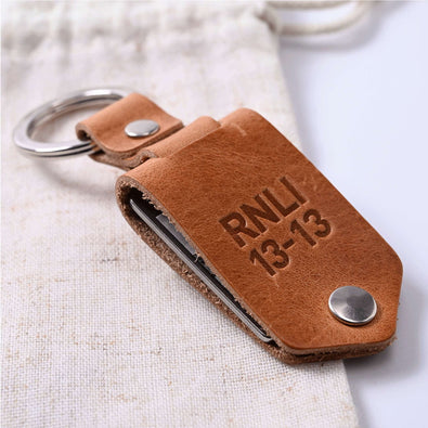 Launch a Memory Leather Photo Keyring, Swanage