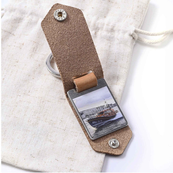 Launch a Memory Leather Photo Keyring, Swanage