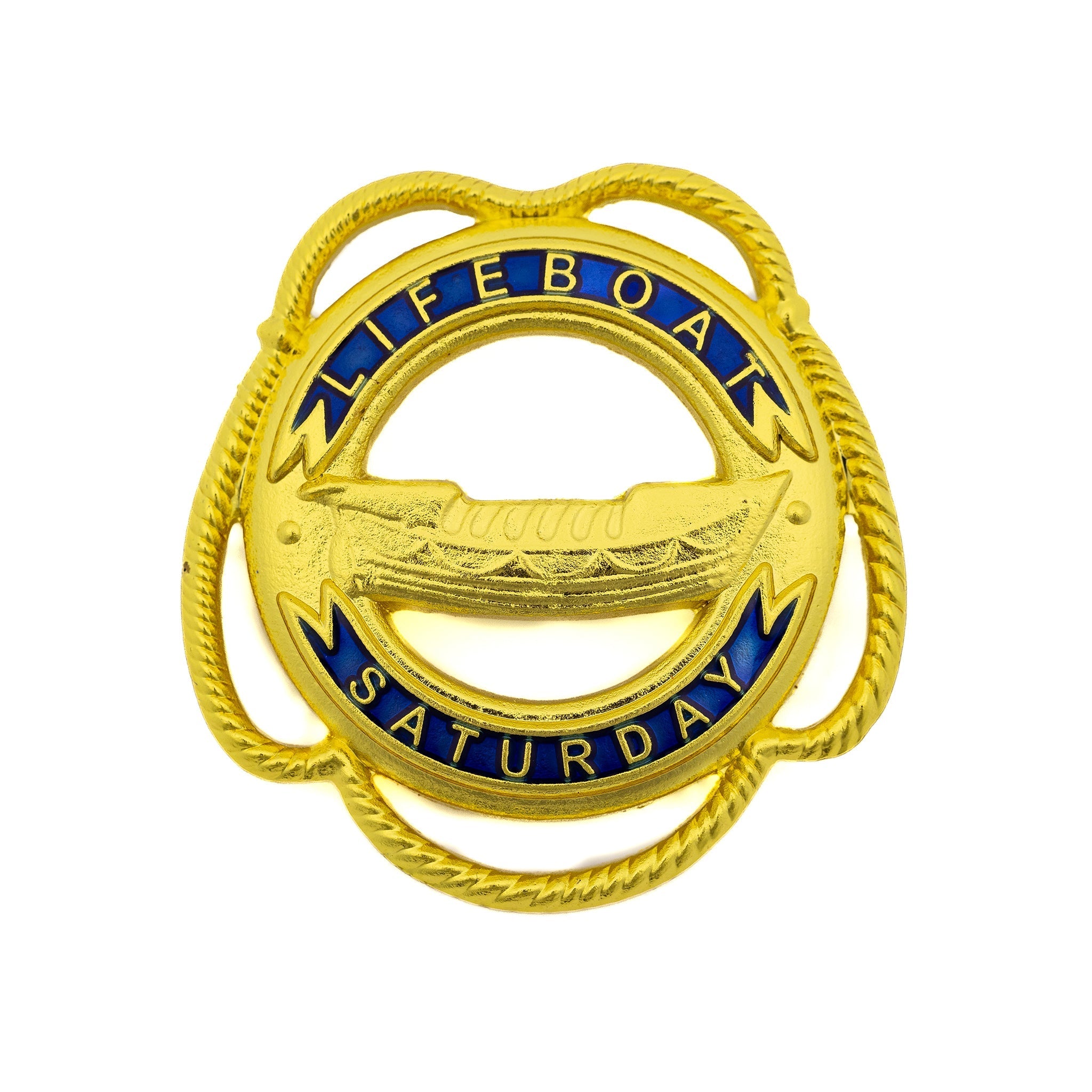 Lifeboat Saturday Gold Lifering Pin Badge