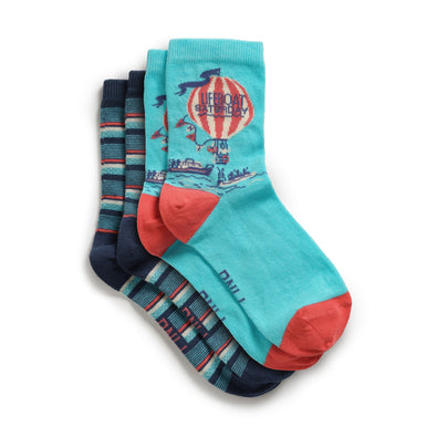 A two-pack of women's socks with RNLI designs on them.