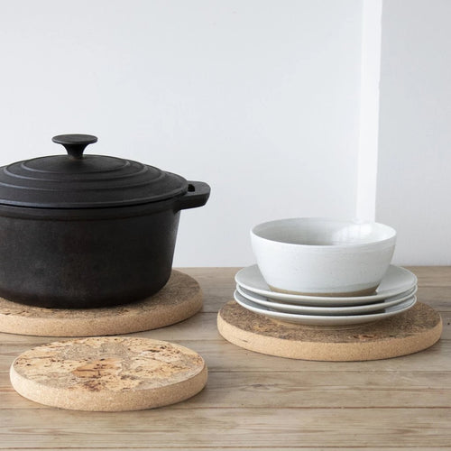 Liga Ice Grey Round Trivet, Set of 3
