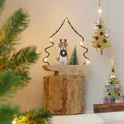 Light-up Christmas Tree with Dog Decoration